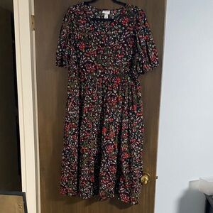 Ava and Viv size 0X Floral Black Dress